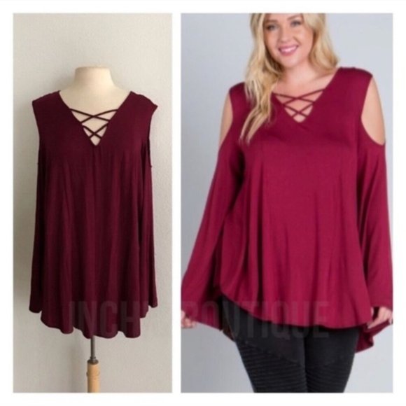 Tops - CLSETCLSNG WAS$33 Xcross bell slv cold shldr tunic